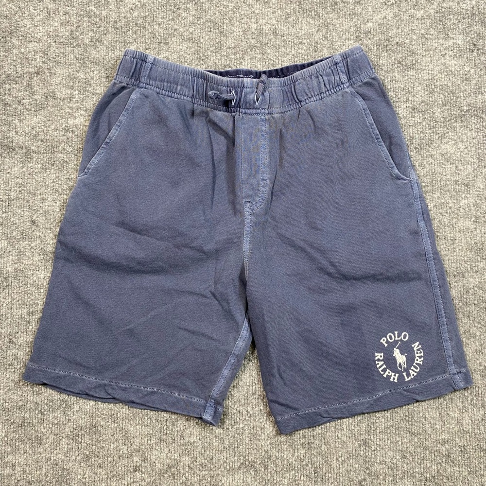 Polo Ralph Lauren Boys Navy Blue Cotton Sweat Shorts Size L 14-16 Logo Pony